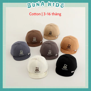 Mũ bé trai từ 3 đến 18 tháng tuổi vải cotton, mũ lưỡi trai mềm tùy chỉnh vành nhiều kiểu siêu yêu Bunakids MH10