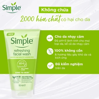 Sữa Rửa Mặt Simple Refreshing Facial Wash 150ml kiềm dầu Giảm Mụn mẫu mới