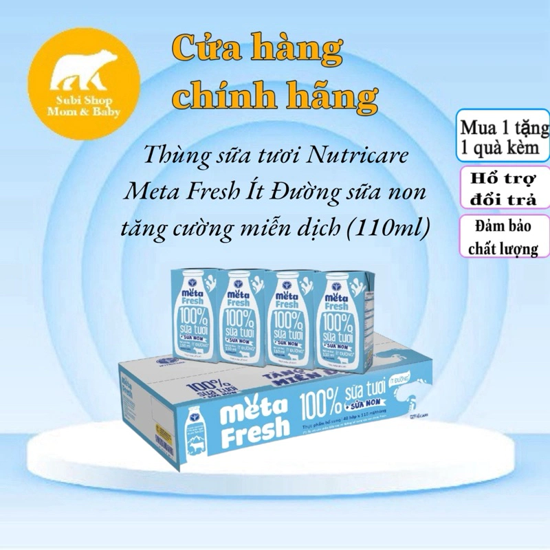 Thùng sữa tươi Nutricare Meta Fresh Ít Đường sữa non tăng cường miễn dịch (110ml)