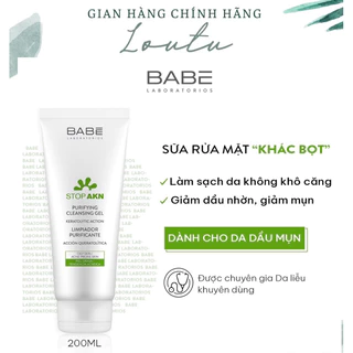 [Hàng Công Ty] Sữa Rửa Mặt BABE - BABÉ Stop Akn Purifying Cleansing Gel Cho Da Dầu Mụn 200ml