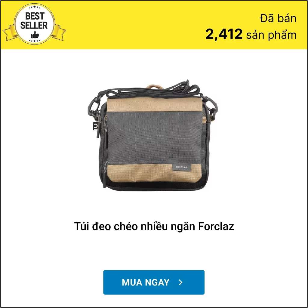 Túi du lịch nhiều ngăn travel nâu DECATHLON forclaz mã 8486727