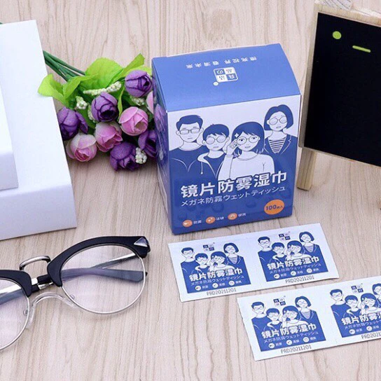 Lau kính Nano,Hộp 100 tờ khăn giấy chống bám hơi nước, giấy lau kính chống mờ sương, mồ hôi nhờn