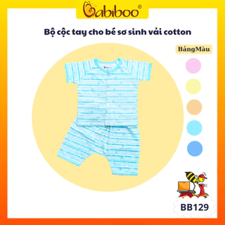 Đồ bộ cho bé trai, bé gái BABIBOO bộ cộc tay cho bé sơ sinh vải cotton 2 chiều (3-12kg)- BB129