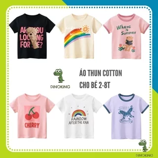 Áo thun bé gái DINOKING Áo phông trẻ em cộc tay mùa hè chất cotton mềm mịn thoáng mát cho bé 2 - 8 tuổi AT13