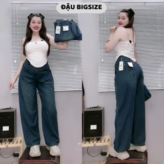 Quần jeans dài Bigsize nữ dáng suông ống đứng cạp cao phong cách năng động, trẻ trung - J9