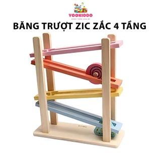 Đồ chơi cầu trượt zic zắc 4 tầng bằng gỗ - đồ chơi gỗ băng trượt thông minh an toàn cho bé giúp phát triển trí tuệ