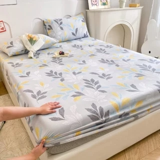 Bộ ga gối chất liệu cotton đũi kèm 2 vỏ gối, drap trải giường cotton đũi thoáng mát mềm mịn- Hương chăn ga