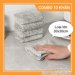 Combo 10 khăn than tre 30x30cm lau dọn bàn ghế, tủ bếp, lau chén dĩa