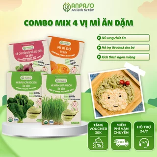 Combo Mix 4 Vị Mì Ăn Dặm Cho Bé Organic Anpaso - Mỳ Rau Củ Hữu Cơ Bổ Sung Chất Xơ Giảm Táo Bón Cho Trẻ 480gram