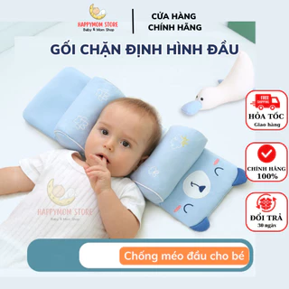 Gối chặn định hình đầu cho bé sơ sinh Happymom chống méo đầu bẹp đầu, gối chống giật mình giúp bé sơ sinh ngủ ngon