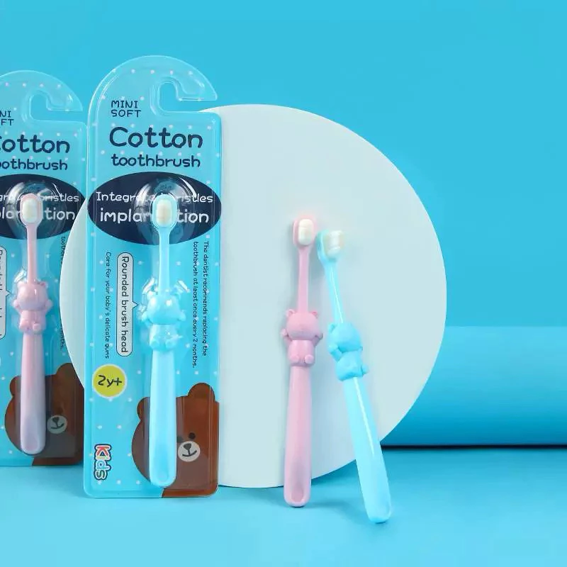 Bàn Chải Đánh Răng Cotton Sợn Lông Mềm Cải Tiến Mới Hình Chú Gấu Cho Bé Tập Đánh Răng