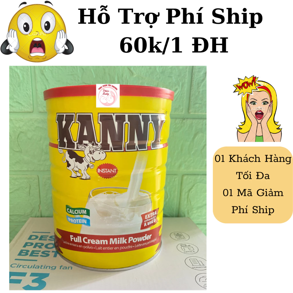 Sữa bột nguyên kem Kanny 28% chất béo lon 900g giúp bé từ 1 tuổi phát triển chiều cao, tăng cường hấp thu, canxi hữu cơ