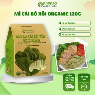 Mì Rau Củ Rau Cải Bó Xôi Organic Anpaso - Mỳ Chay Giảm Cân Ăn Kiêng Eat Clean Không Chiên Nóng Tốt Cho Tiêu Hóa 120gr