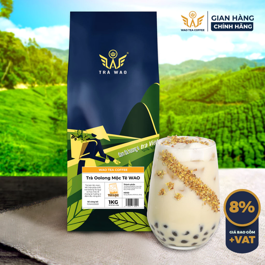 Trà Oolong Mộc Tê WAO (1kg) 40 túi lọc x 25gr pha trà sữa hương mộc tê nhẹ nhàng