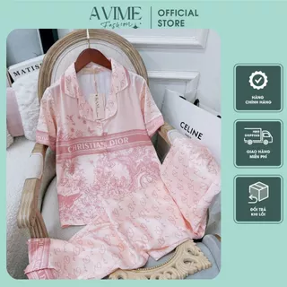 Bộ Pijama Nữ- Đồ Ngủ Mặc Nhà Sam Luxury Cao Cấp Dáng Áo Tay ngắn Quần Dài Chất Liệu Lụa Mềm Mịn.