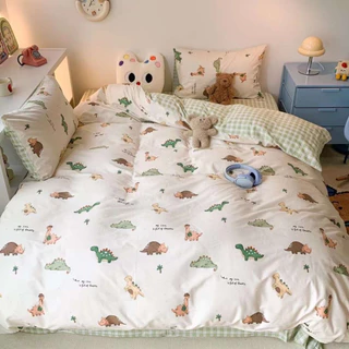 Sét Ga Gối kèm Vỏ Chăn EverDream 132 Hàng Nhập Khẩu, Khủng long cute cho bé,100% cotton living cao cấp...