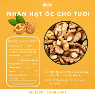 NHÂN ÓC CHÓ VÀNG TƯƠI, SỐNG ĐÃ TÁCH VỎ NHẬP KHẨU MỸ, HẠT LOẠI A CAO CẤP TUYỂN CHỌN VƯỜN ORGANIC 500GR