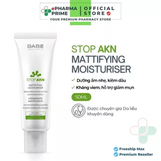 Kem Dưỡng Babe StopAKN Mattifying Moisturiser Kiềm Dầu, Hỗ Trợ Giảm Mụn 50ml