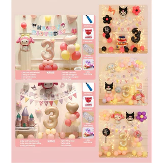 Set trang trí Sinh Nhật mẫu Hot, dây chữ Happy Birthday chủ đề KUROMI siêu dễ thương (Tặng Bơm + Băng Dính)