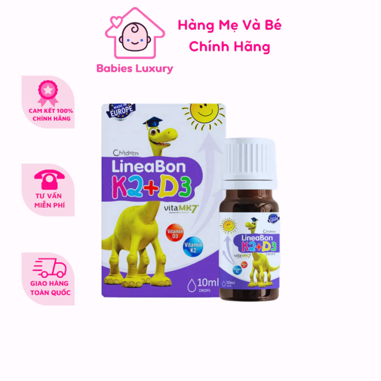 (Hàng Công Ty Có Tem) Vitamin K2+D3 Lineabon D3K2 Giúp Bé Tăng Chiều Cao - Chai 10ml