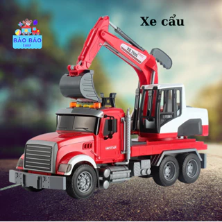 [Xe cỡ lớn]Ô tô đồ chơi xe Cẩu Xây Dựng cỡ lớn cho bé có âm thanh đèn nâng thả như thật cực chất hộp đẹp