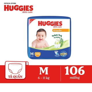 (Mẫu mới)Bỉm Huggies tã quần,dán S54+6,NB70+6,NB108+9 M106/L104/XL88/XXL80( Tràm Trà Tự Nhiên)