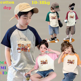 Áo Phông Cho Bé, Áo Thun Cộc Tay Mùa Hè Cho Hình In Gấu Story cute, chất cotton 4 chiều mềm đẹp