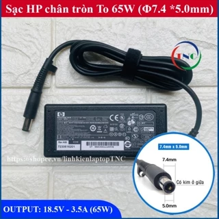 Sạc Laptop HP 18.5V - 3.5A (65W) chân kim To 7.4x5.0mm - đường kính đầu sạc 7.4mm