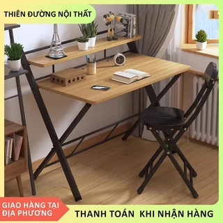 Bàn Học Bàn Làm Việc Chất Liệu Gỗ MDF Cao Cấp Có Tầng Để Đồ Decor Thiết Kế Gấp Gọn Thông Minh Tiết Kiệm Không Gian