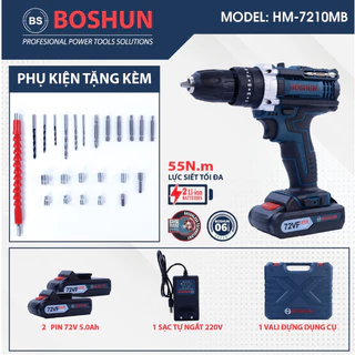 Máy khoan pin 72v 3 chức năng có búa - Tặng kèm 24 chi tiết gồm các mũi khoan + Mũi bắt vít