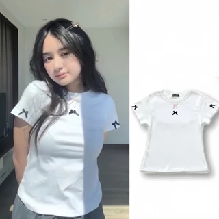 Áo Thun Baby Tee Hoạ Tiết In Hình Nơ Nhỏ Dễ Thương