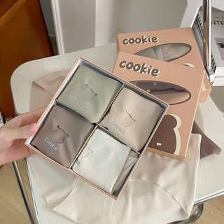 Set 4 Quần Lót Su Full Hộp Gấu Cookie Cao Cấp, Quần Lót Su Kháng Khuẩn Nâng Mông Không Viền Quyến Rũ Hàng Loại 1