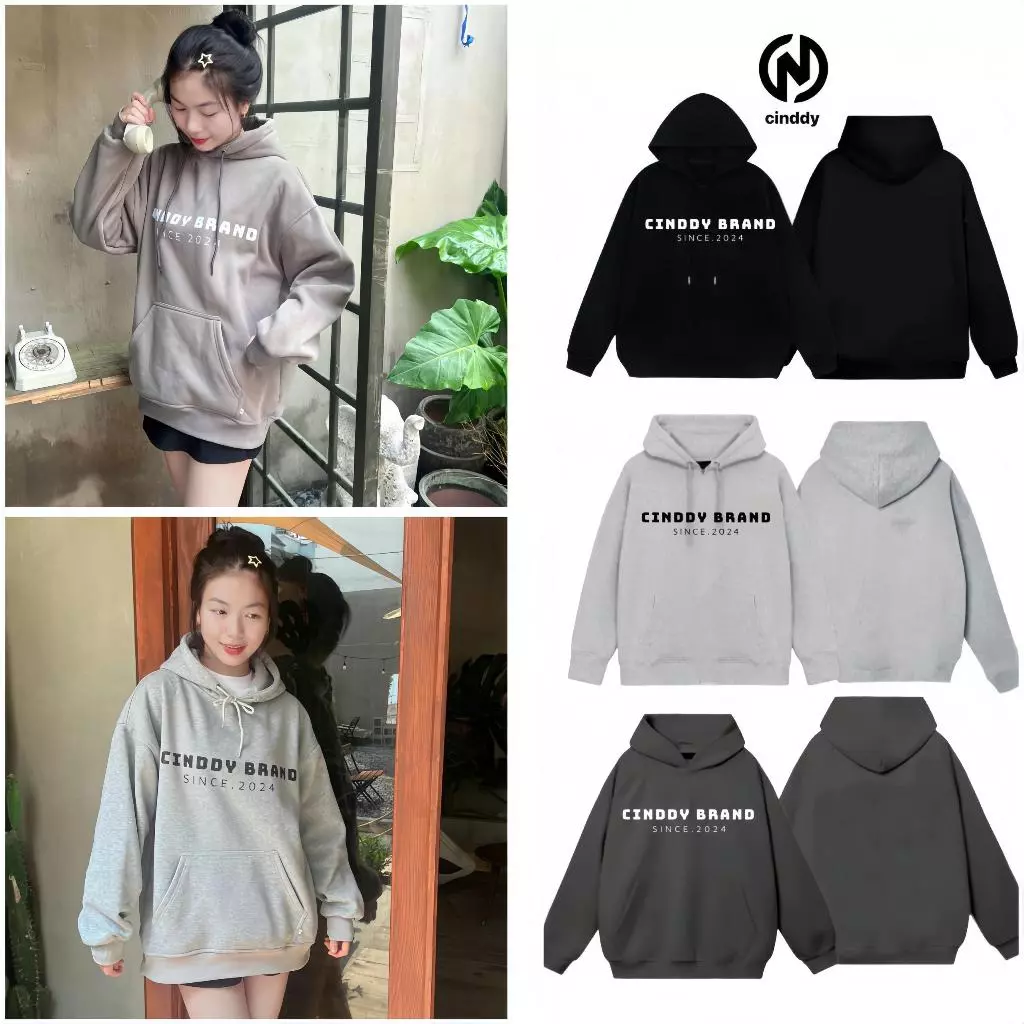 Hoodie Nỉ Bông In Mặt Trước CINDDY BRAND SINCE 2024 Nam Nữ HI007