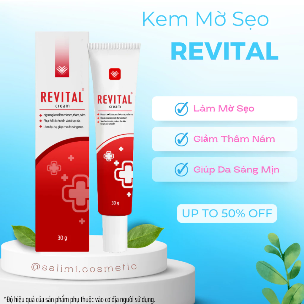 Kem Sẹo REVITAL - Hỗ Trợ Làm Mờ Sẹo, Thâm, Nám, Giúp Dịu Da Cho Làn Da Sáng Mịn, Hồng Hào | Trọng Lượng 30g