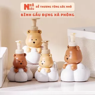 Bình Hộp Chai Đựng Xà Phòng Nước Rửa Tay Sữa Tắm Dầu Gội Phòng Tắm Hình Gấu BepNieu