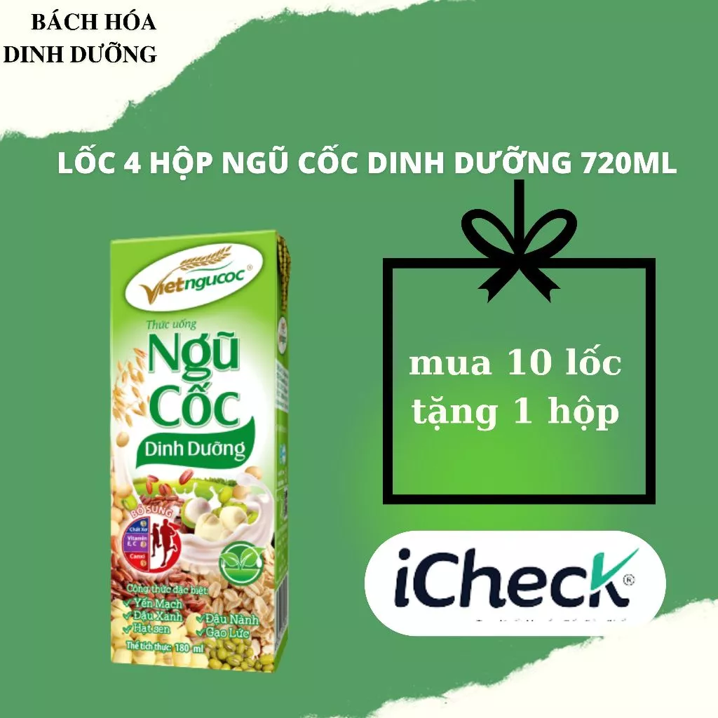 [Lốc 4 Hộp 180ML] Sữa Ngũ Cốc Dinh Dưỡng Việt Ngũ Cốc