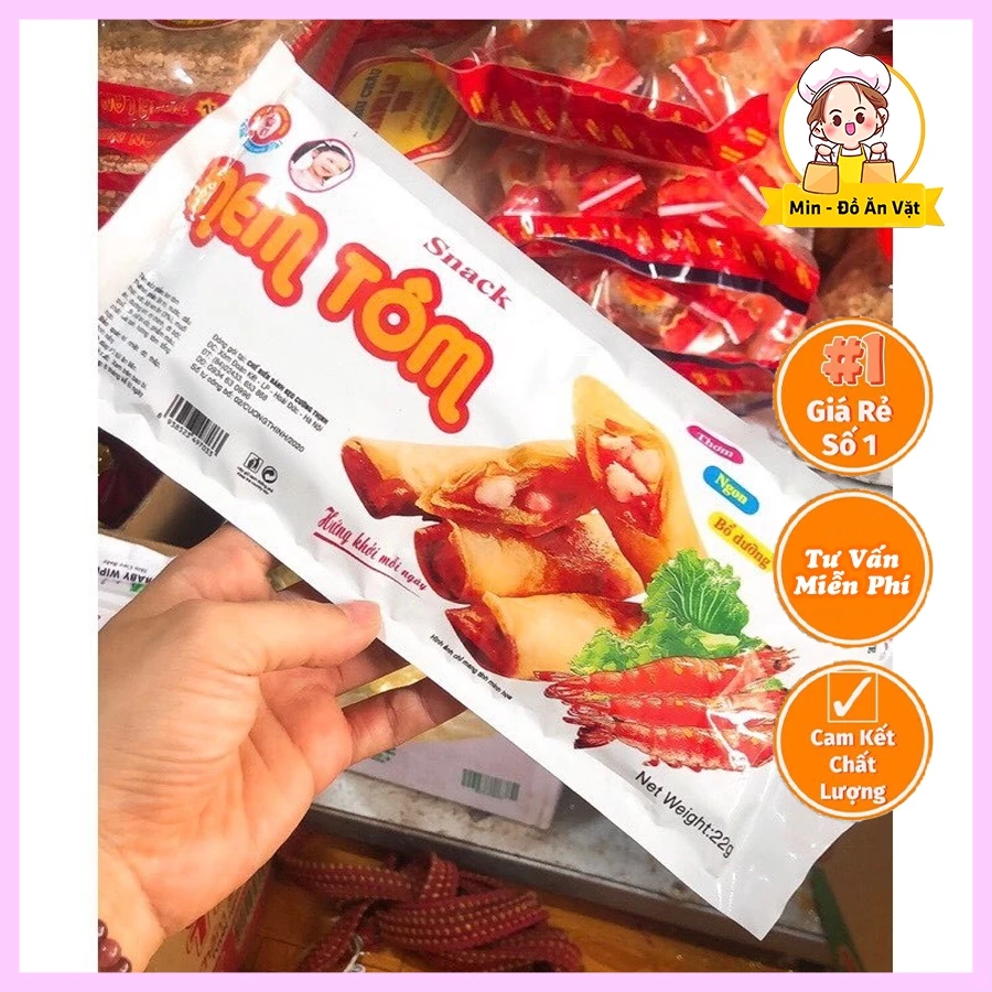 1 bịch Snack nem tôm Ba Anh Em Food cay cay giòn rụm - Ăn vặt min