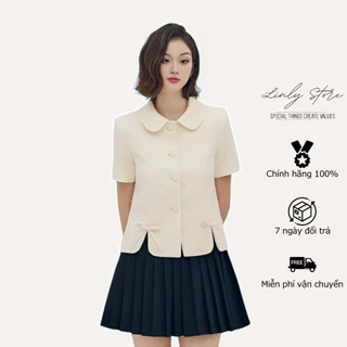 Áo vest nữ cổ sen phối nơ chất dạ text Linly Store