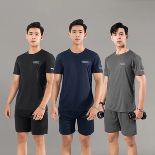 Bộ quần áo thể thao nam, đồ bộ nam cộc tay chất liệu vải CVC Cá Sấu cotton cao cấp cổ bẻ thời trang form chuẩn