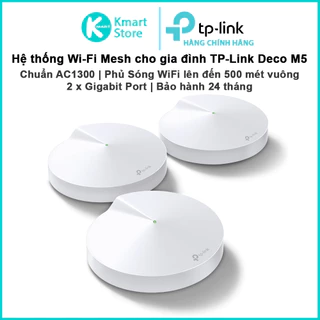 Bộ phát WIFI Mesh cho gia đình TP-Link Deco M5 | Chuẩn AC1300 | Phủ sóng rộng | 2x Port Gigabit | Bảo hành 24 tháng