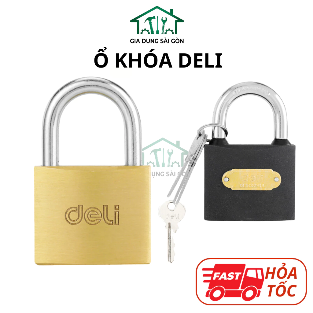 Ổ Khóa Cửa Chống Trộm Siêu Bền Cao Cấp Deli - Ổ Khóa Vàng - Kim Loại Không Gỉ Nhỏ Gọn Chắc Chắn, Tiện Lợi, Dễ Sử Dụng