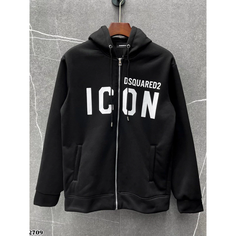 Áo Khoác Nỉ Hoodie Zip In Chữ ICON Form Rộng Nam Nữ Unisex