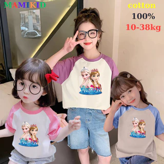 Áo Phông Cộc Tay Bé Gái Hình Elsa, Áo Thun Be Gái chất cotton đẹp, mềm, thấm mồ hôi tốt