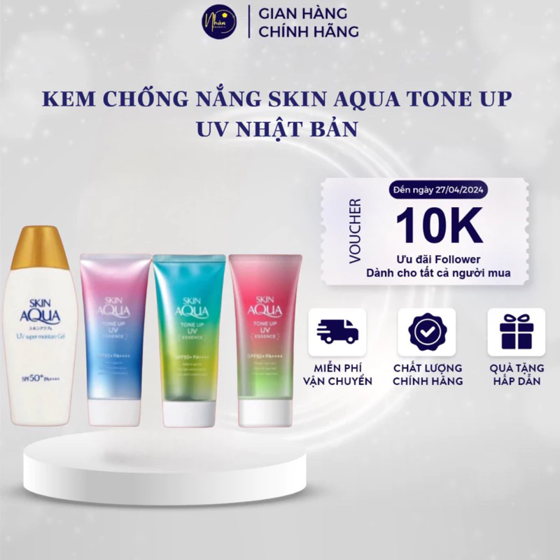 Kem chống nắng Skin Aqua Tone Up UV Essence Nhật Bản 80g - Giúp Nâng Tông Da, Dưỡng Ẩm Và Bảo Vệ Hoàn Hảo