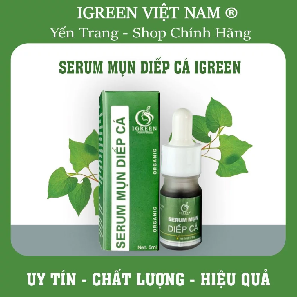 SERUM MỤN DIẾP CÁ IGREEN 5ML GIÚP ĐÁNH BAY CÁC LOẠI MỤN DA CĂNG BÓNG