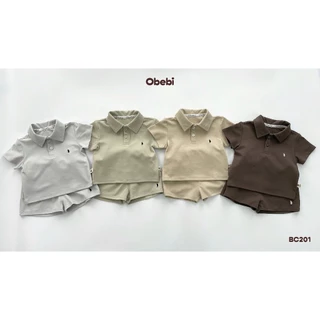 Bộ Cộc Polo Thêu Thỏ , Vải Cotton Co Dãn Thoáng Mát Cho Bé Obebi BC201