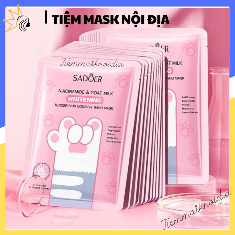 Mặt Nạ Ủ Da Tay Mèo SADOER Niacinamide Hand Mask Làm Trắng, Dưỡng Ẩm, Chống Lão Hóa, Làm Mềm Da Tay