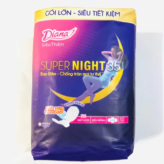 Băng vệ sinh Diana super Night ban đêm 35cm gói 12 miếng