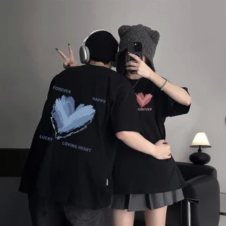 Áo thun Trái tim Heart unisex nam nữ form rộng,thun cotton su 4 chiều co giãn tốt, thấm hút mồ hôi hiệu quả, áo đôi; nhó