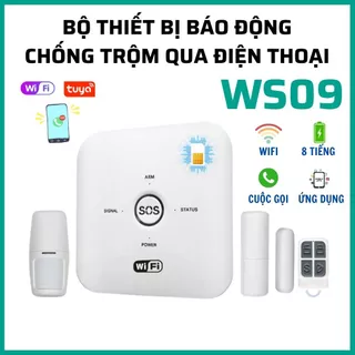Bộ chuông báo động chống trộm Bekanze WS09 thông minh qua điện thoại wifi + GSM, thiết bị báo động chống trộm Tuya